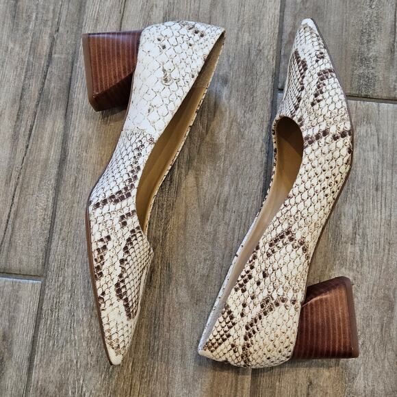 Franco Sarto Block Heel Pumps Women’s 10 Neutral Python Snake Print NEW Timeless - Picture 2 of 11